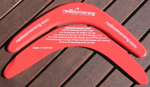 corporate color promotional boomerangs