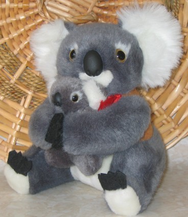 7 inch koala toy with baby in hands, corporate jackets with your logo embroidery