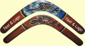 Aboriginal art hand painted boomerangs with your text & logo printed