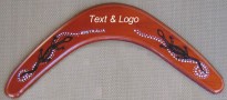 Plywood boomerang with your text & logo on printed Aboriginal design 