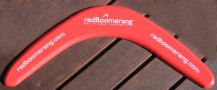 Corporate color plywood boomerang with your text & logo