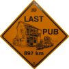 Corporate road sign - last pub