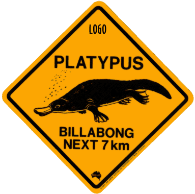 Corporate platypus road signs